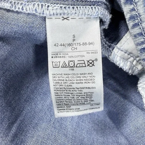 Gap Women's Denim Shirt Dress Small Cotton Pockets Short Sleeved Relaxed Fit - Picture 6 of 11